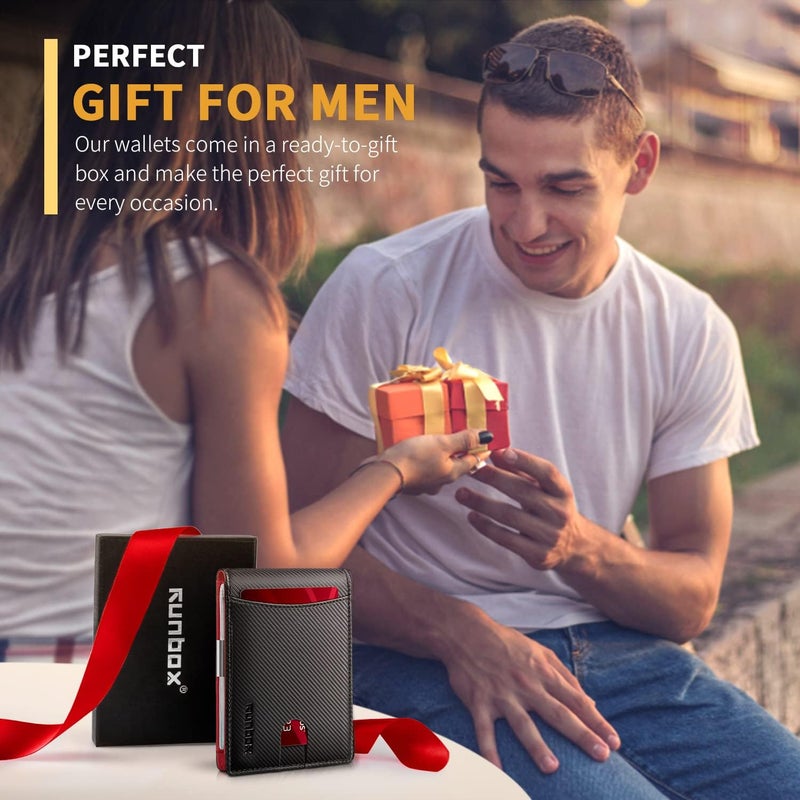 RUNBOX Slim Novelty Wallets for Men RFID Blocking 11 Card Holder Minimalist Small Leather Bifold Men's Front Pocket Wallet Gift Box - Image 5